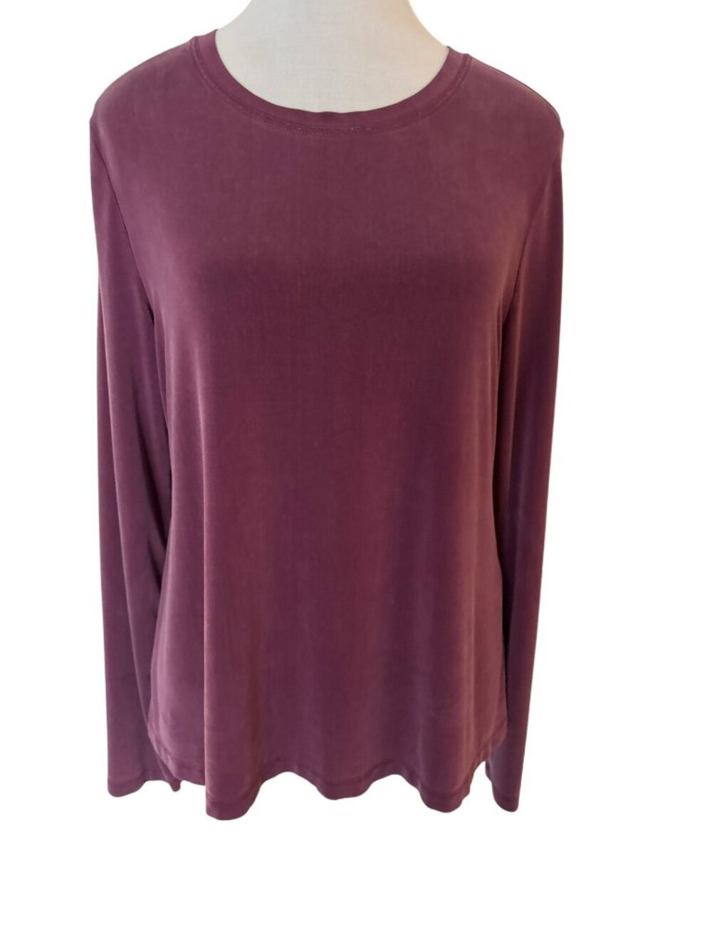 Eileen Fisher Long Sleeve Plum Cupro Blend Top Size S